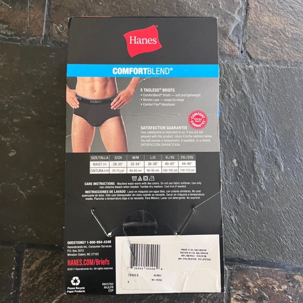 Hanes Tagless Briefs 5 Pack‎ Comfort Blend Moisture Wicking New
